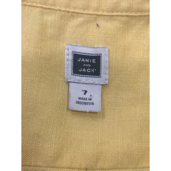 Janie and Jack Yellow Linen Button Shirt Boys Size 7 Long Sleeve - Picture 4 of 9